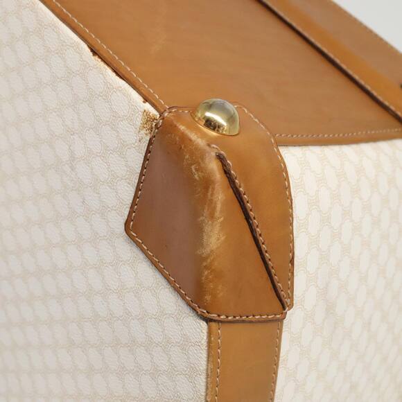 CELINE Macadam Canvas Hat Case Trunk Pvc Leather White - Picture 16 of 16